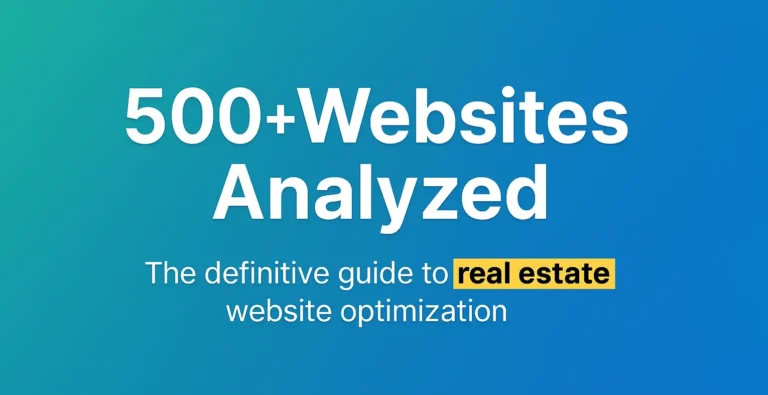 500 real estate websites analyzed – the definitive guide to real estate website optimization with a red button labeled 'See the Research