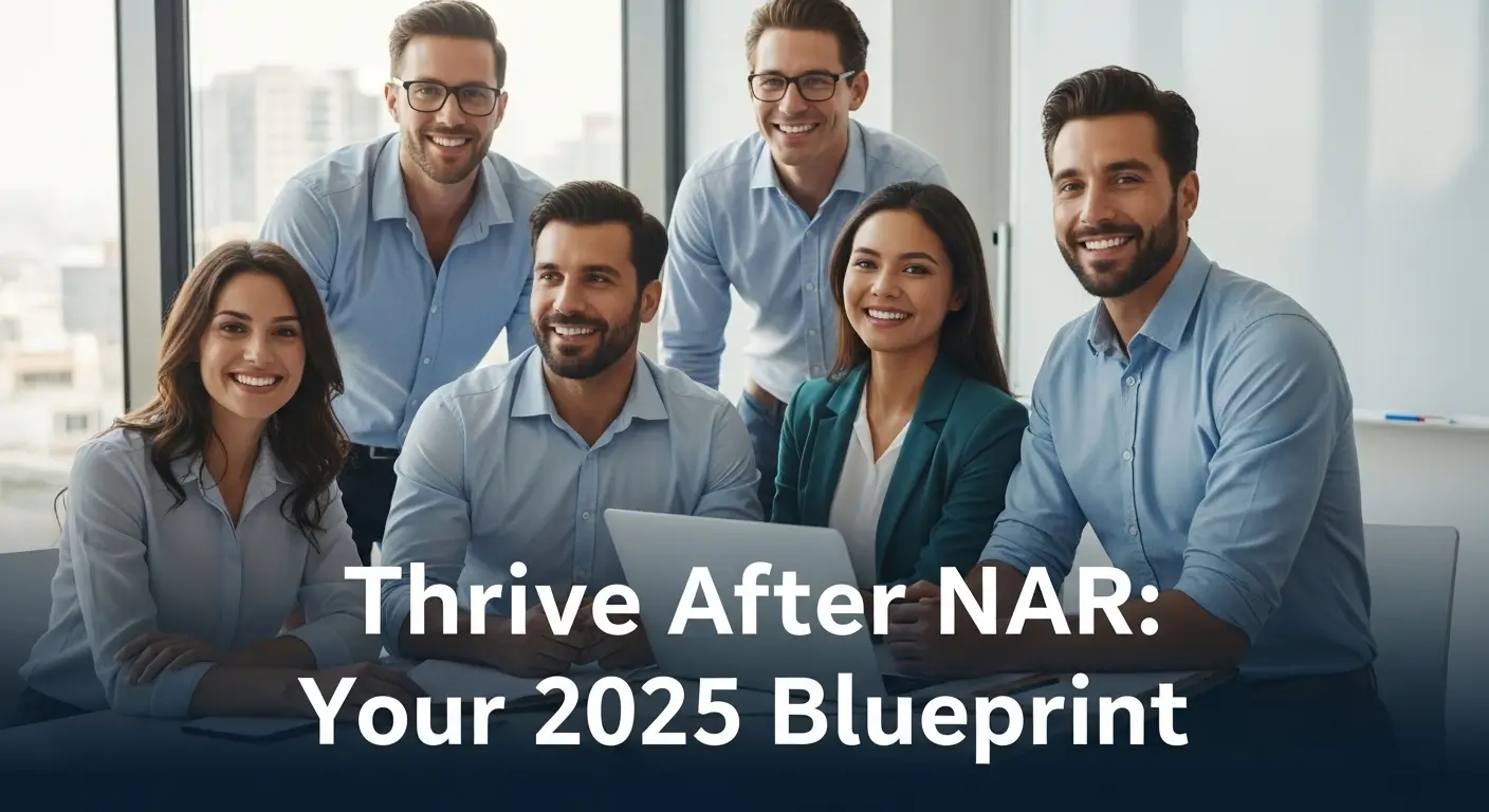 state professionals reviewing a buyer agreement with a house model, keys, and contract — blog header for strategies to thrive after the NAR settlement in 2025