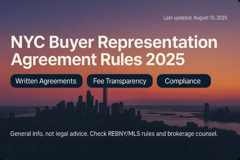 NYC Buyer Representation Agreement Rules 2025 – Written Agreements, Fee Transparency, Compliance