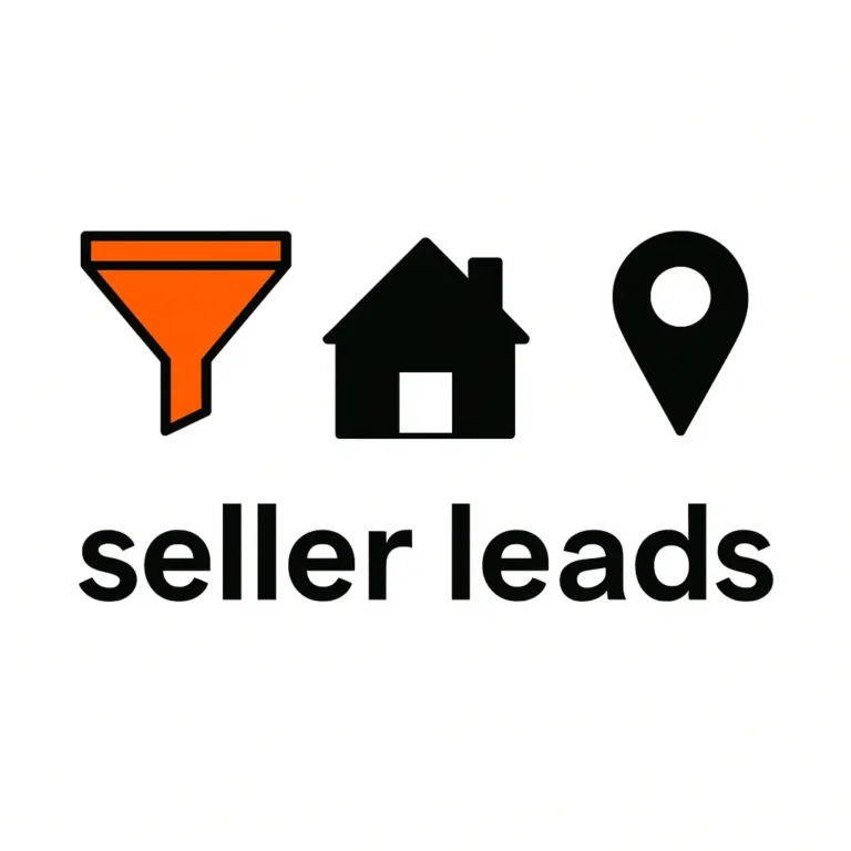 Realtor.com Seller Leads: The Complete 2025 Performance Guide 7 Minimalist icons representing real estate seller leads with funnel, house, and location pin on white background