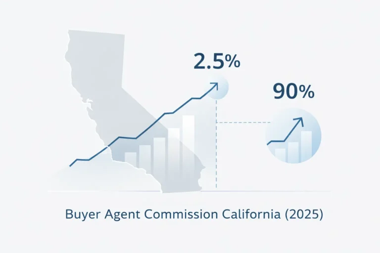 Buyer agent commission California explained through a homebuyer receiving keys with a real estate agent after closing in 2025